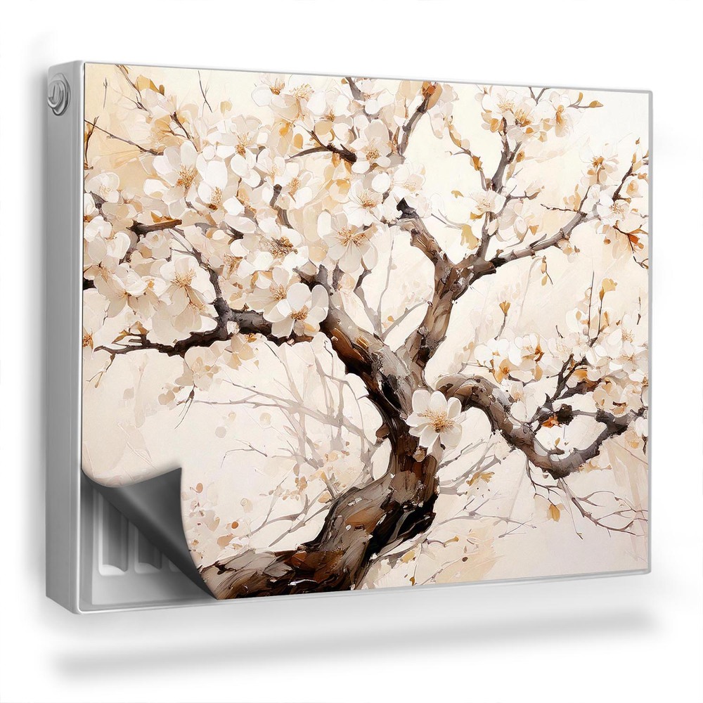 Mata magnetyczna na grzejnik Akwarela malowane kwiaty na drzewie