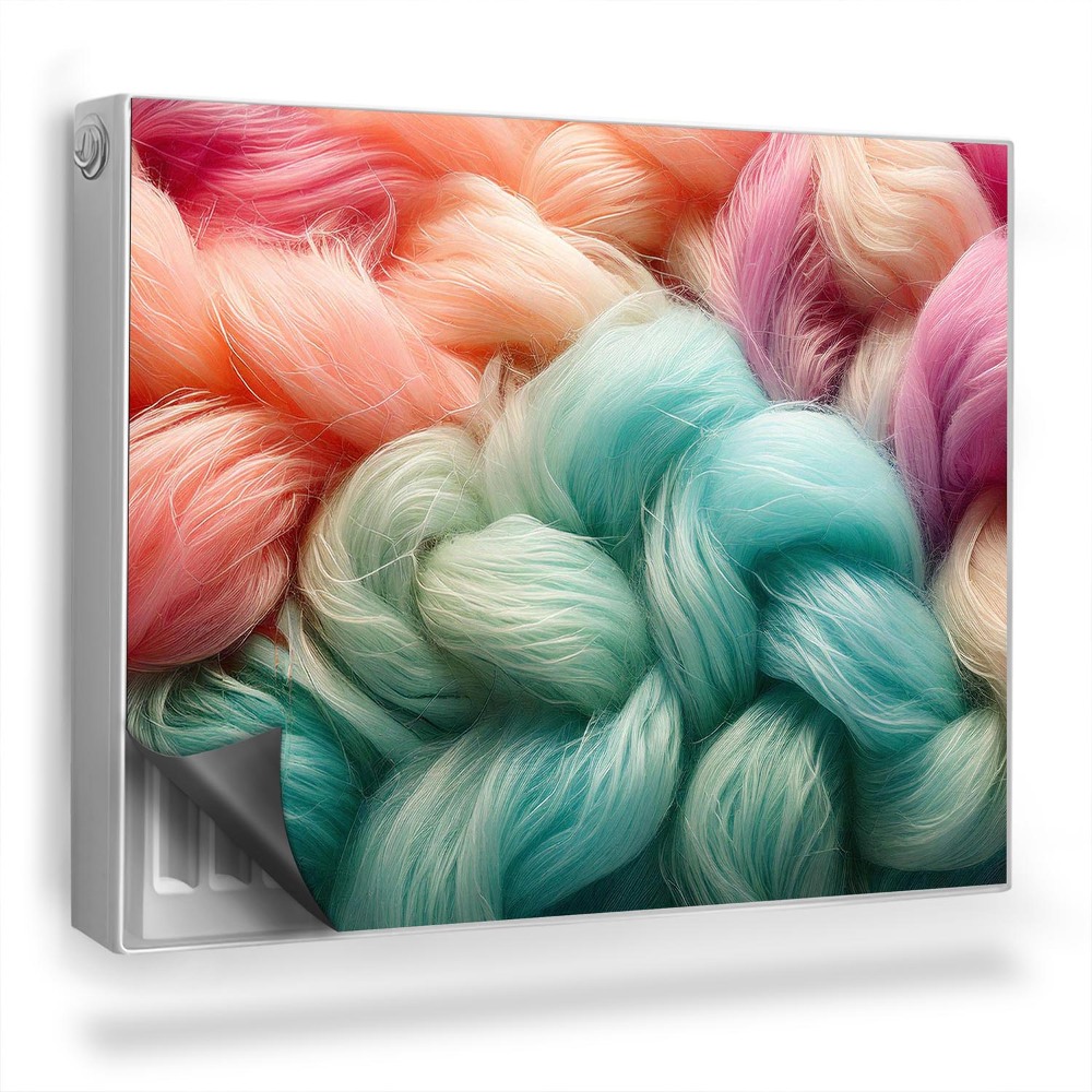 Mata magnetyczna na grzejnik Wełniany splot pastelowe jasne barwy zoom