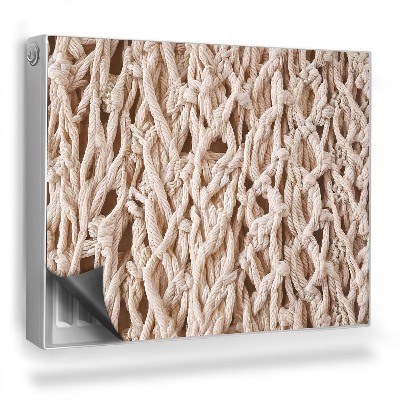 Mata magnetyczna na grzejnik Jasna ręcznie robiona makrama, ażury, zoom