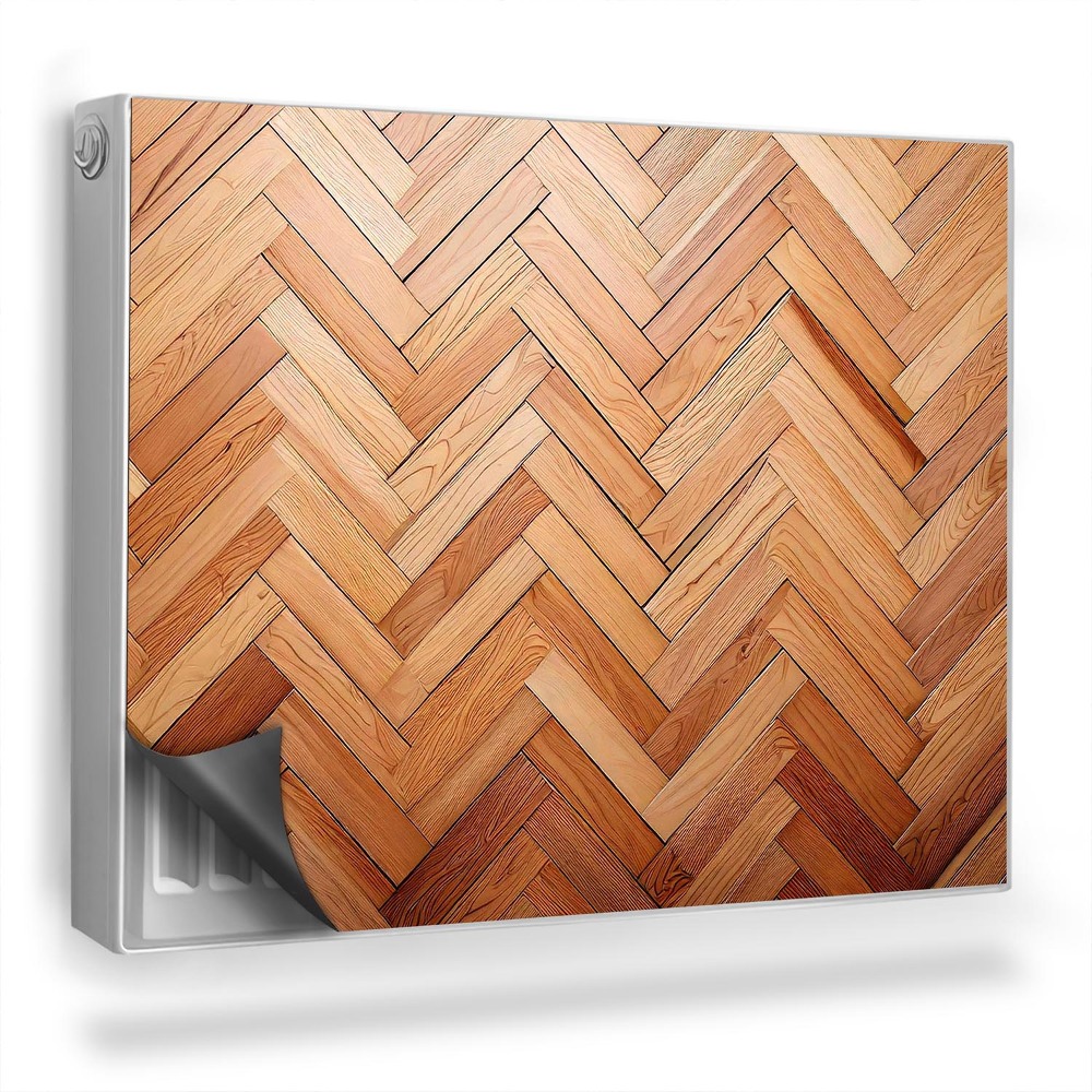 Mata magnetyczna na grzejnik Wzór w jodełkę z desek z jasnego drewna