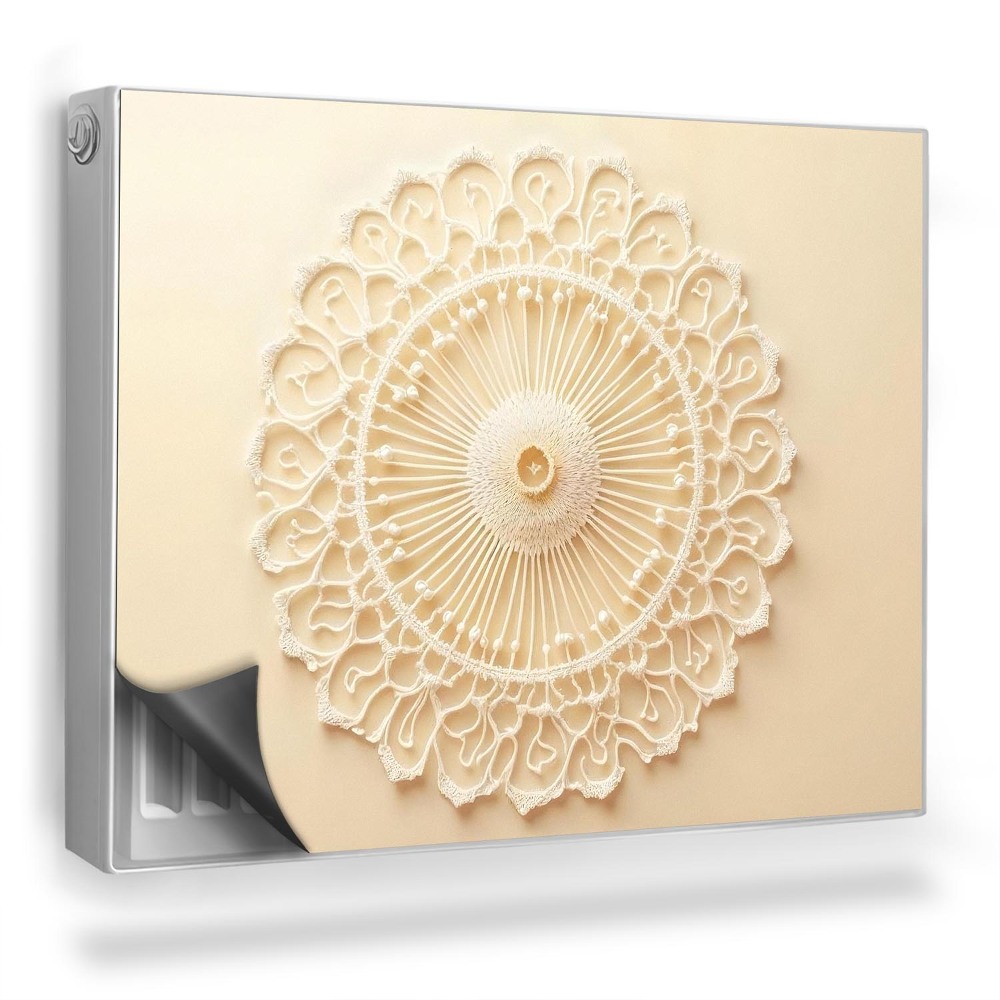 Mata magnetyczna na grzejnik Delikatna mandala, ażurowe sploty, beże
