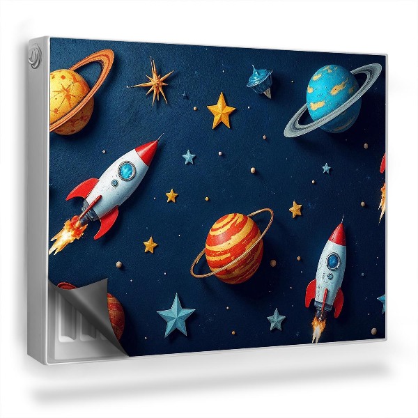 Mata magnesowa na kaloryfer Ilustracja kosmos planety gwiazdy rakiety