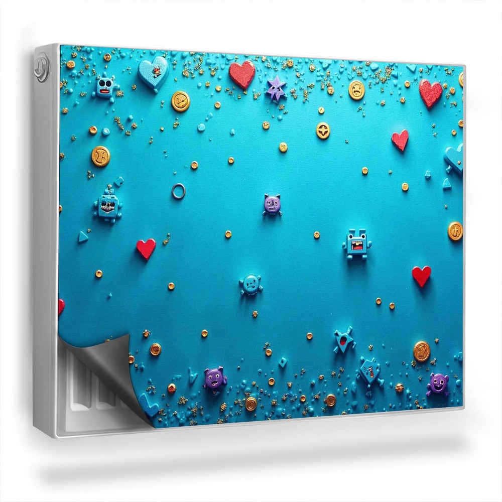 Mata magnetyczna na grzejnik Ikony emoji młodzieżowa błękitna grafika