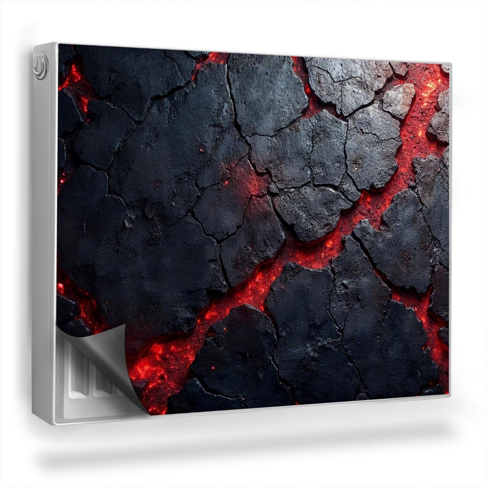 Mata magnesowa na kaloryfer Tekstura pęknięta skała i rozgrzana lawa