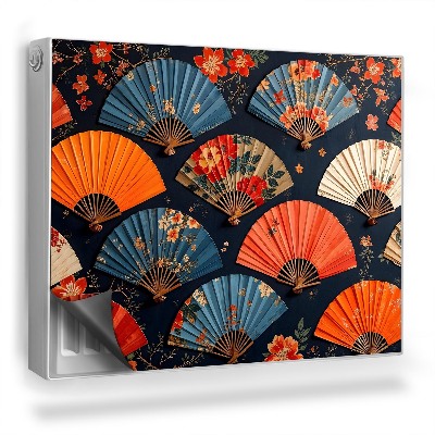 Mata magnesowa na kaloryfer Kolorowe wachlarze we wzory kwiatowe