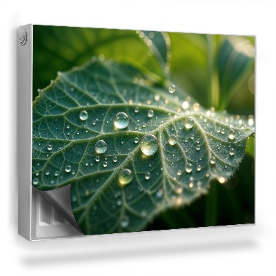 Mata magnesowa na kaloryfer Zbliżenie liścia z kroplami rosy ciemne tło