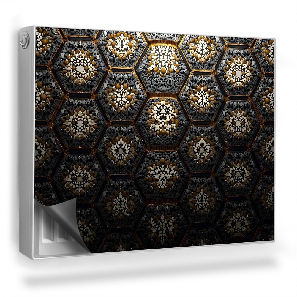 Mata magnetyczna na grzejnik Płytki heksagonalne, kontrastowa mozaika