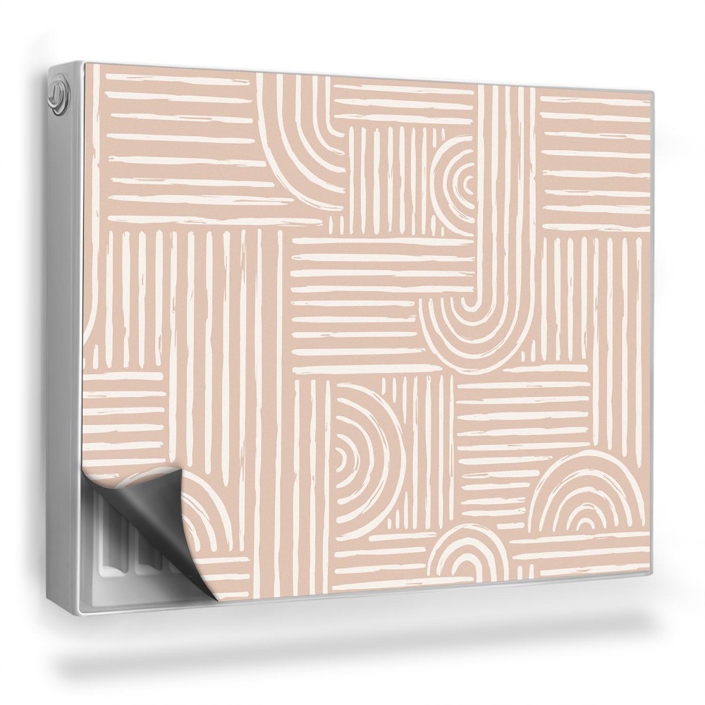 Mata magnetyczna na grzejnik Geometryczny jasny wzór na beżowym tle