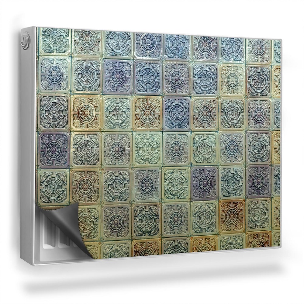 Mata magnesowa na kaloryfer Kolorowe kafelki z tłoczonymi ornamentami