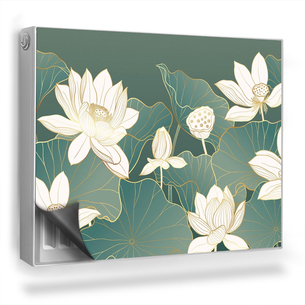 Mata magnetyczna na grzejnik Nenufary i lilie wodne zgaszone zielenie