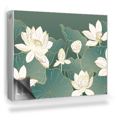 Mata magnetyczna na grzejnik Nenufary i lilie wodne zgaszone zielenie