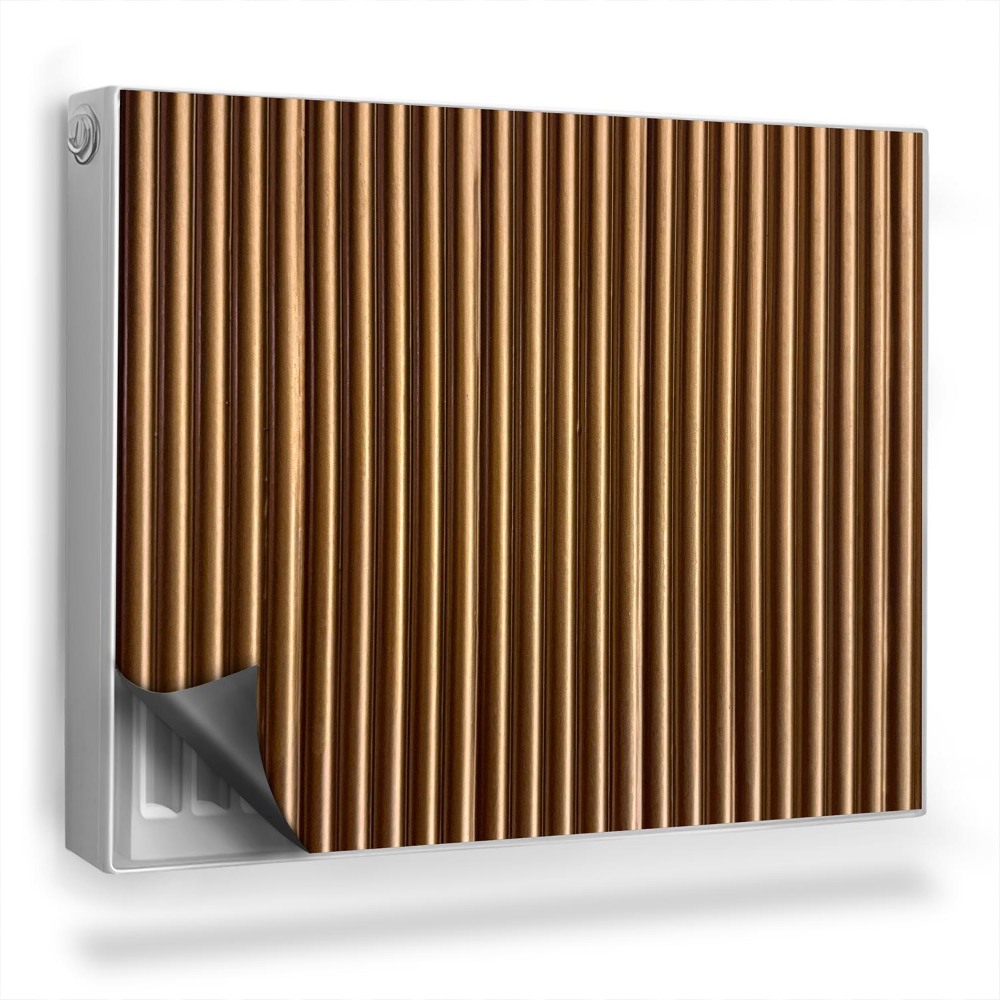 Mata magnetyczna na grzejnik Ciemne, naturalne drewniane lamele, pion