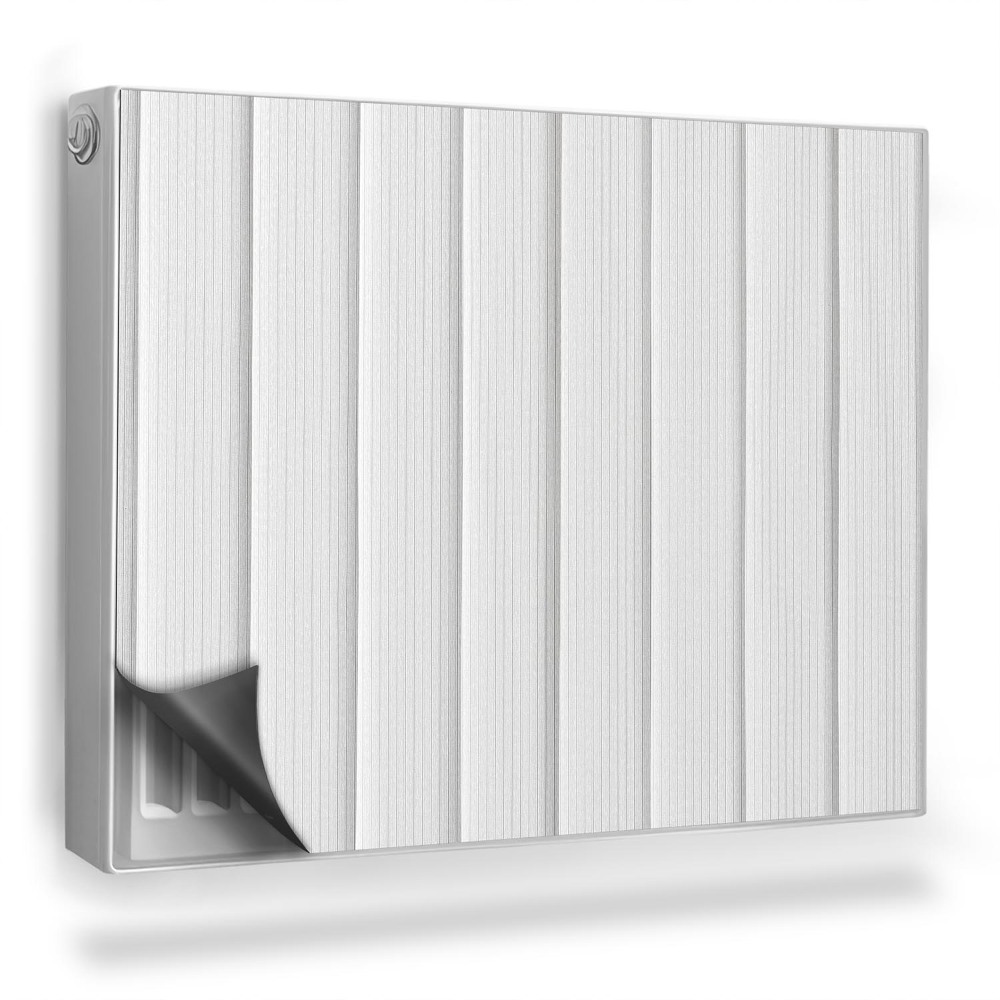 Mata magnetyczna na grzejnik Białe lamele tekstura drewnianych desek