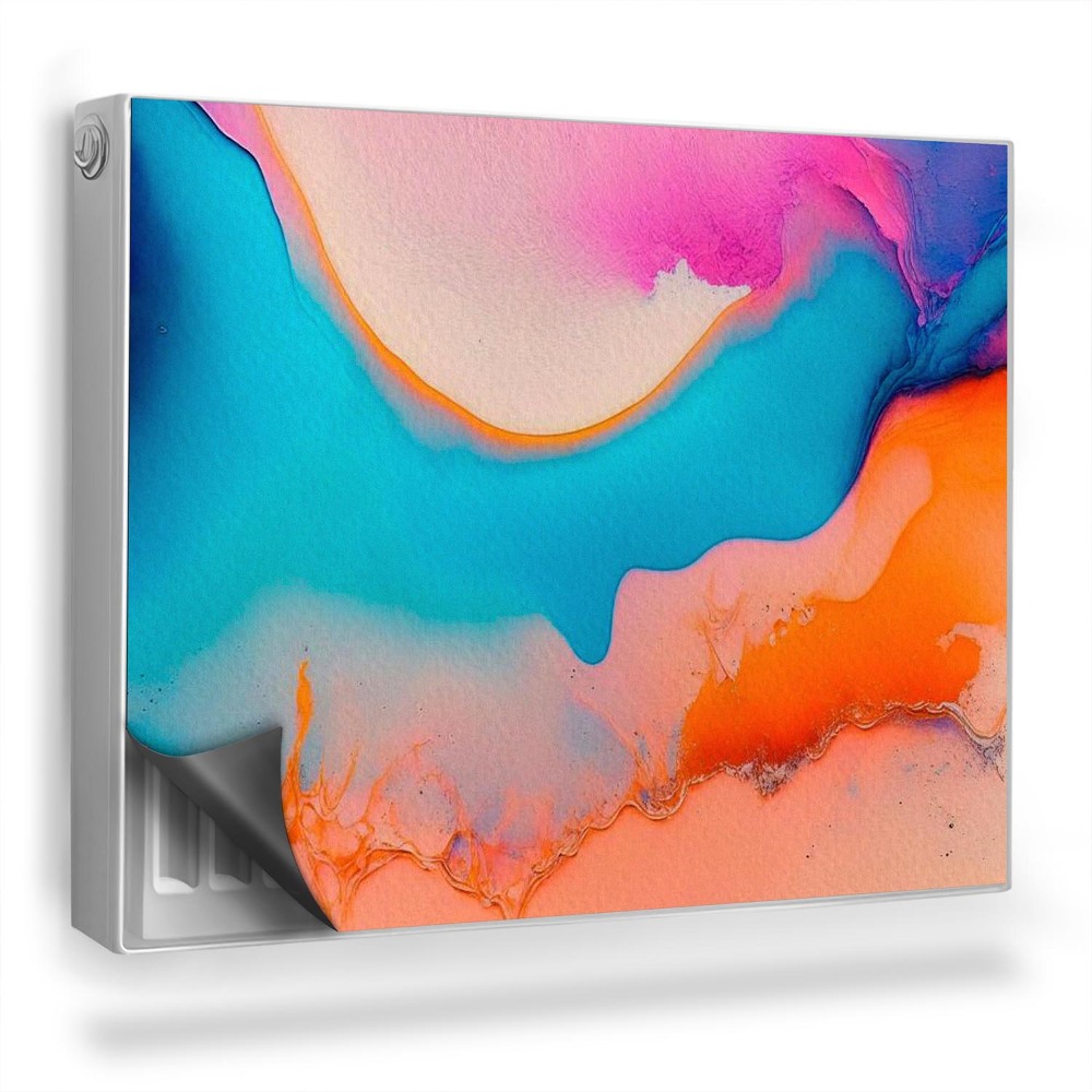 Mata magnetyczna na grzejnik Mieszające się farby, błękit pomarańcz biel