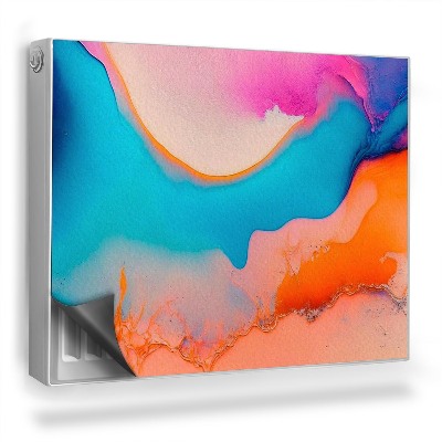 Mata magnetyczna na grzejnik Mieszające się farby, błękit pomarańcz biel