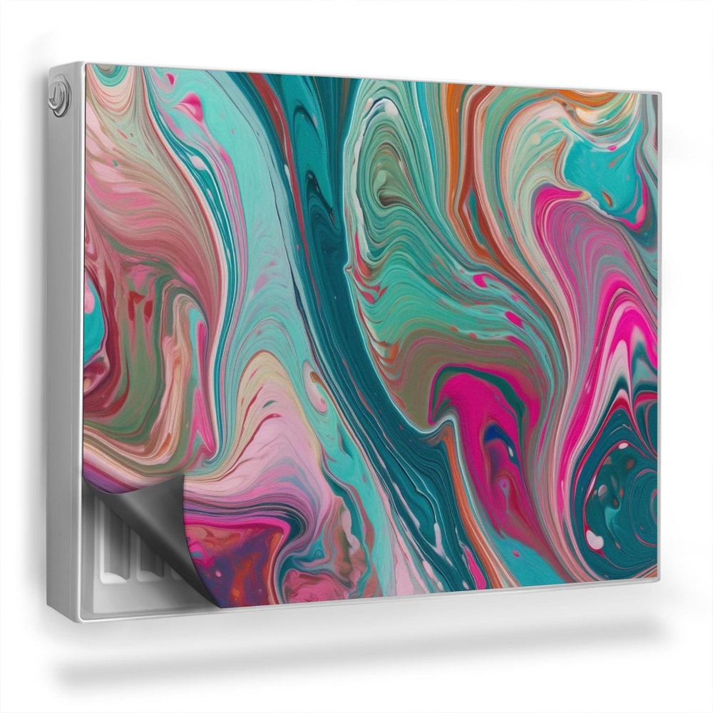 Mata magnesowa na kaloryfer Mieszające się farby, seledyn, róż, turkus