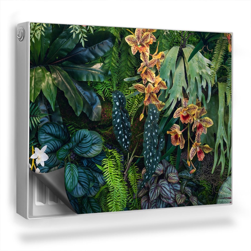 Mata magnesowa na kaloryfer Różne rośliny z dżungli, paprocie, kwiaty