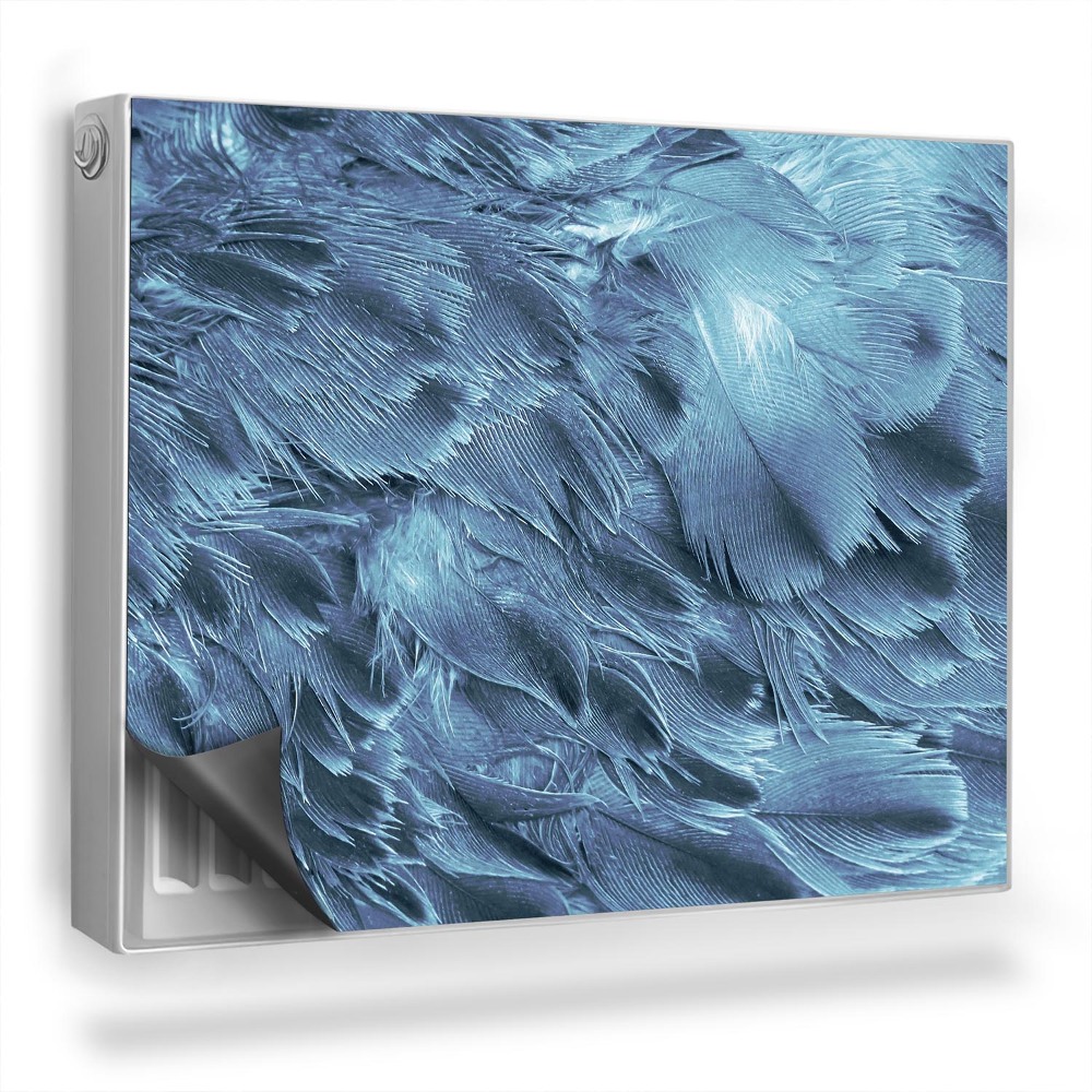 Mata magnesowa na kaloryfer Nachodzące na siebie pióra, błękit, biel