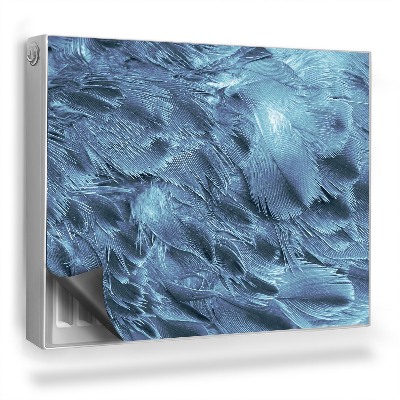 Mata magnesowa na kaloryfer Nachodzące na siebie pióra, błękit, biel