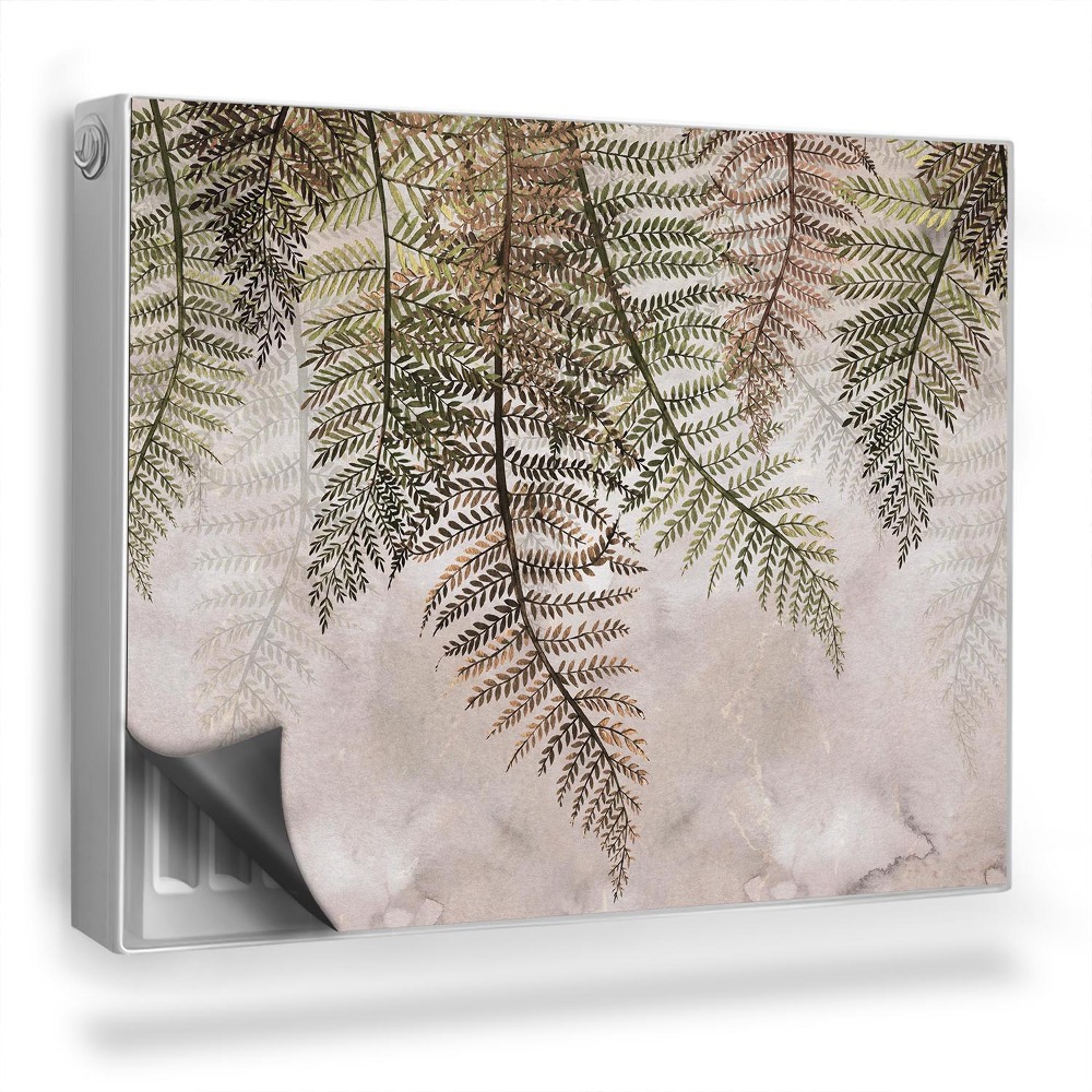 Mata magnetyczna na grzejnik Liście paproci jasne tło w akwarelowe ślady