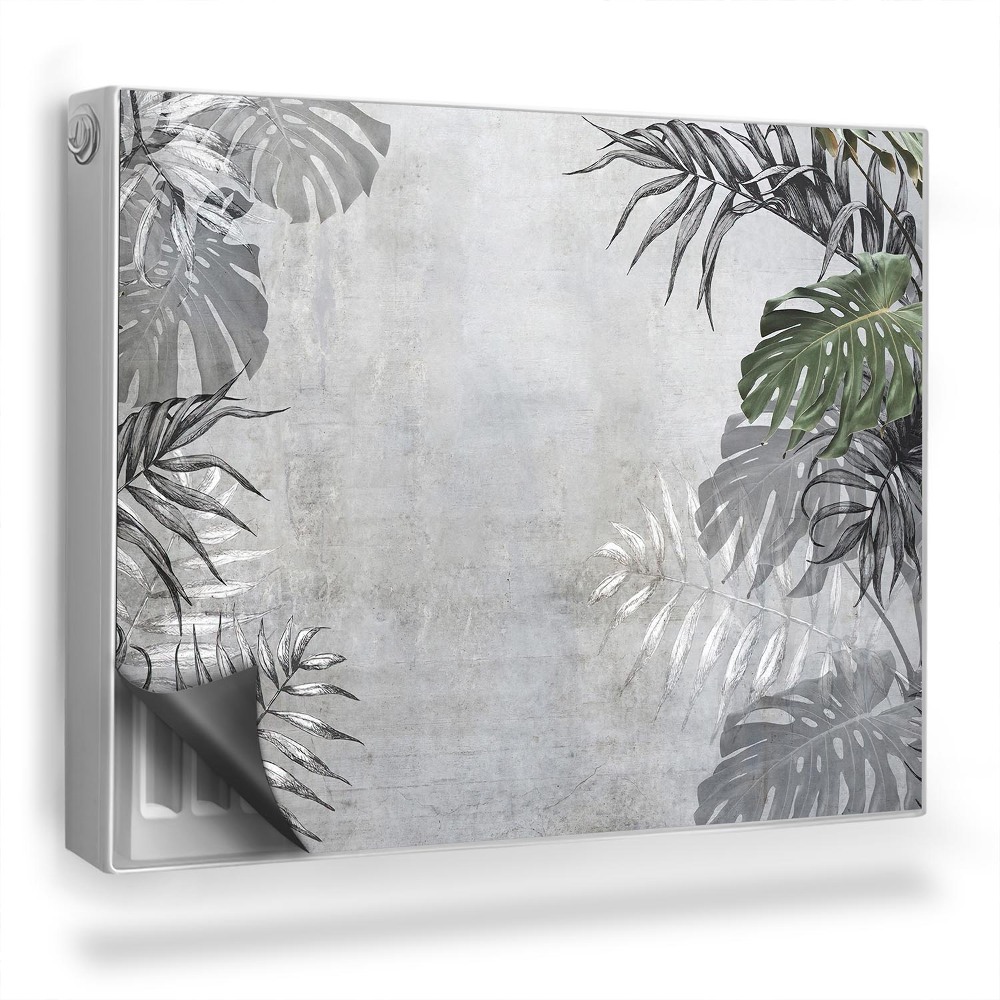 Mata magnetyczna na grzejnik Tekstura betonu i tropikalne liście boho