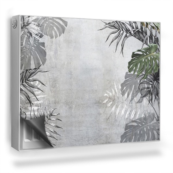 Mata magnetyczna na grzejnik Tekstura betonu i tropikalne liście boho