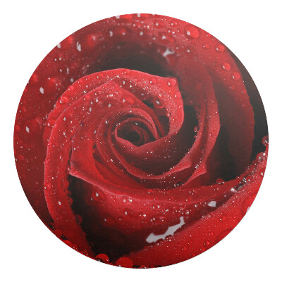 Podkładka pod krzesło okrągła Róża z kroplami wody