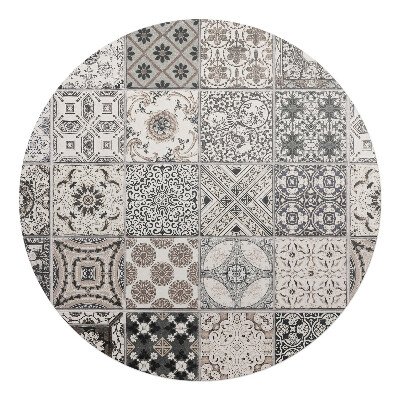 Mata pod fotel biurowy okrągła Kafelki w stylu retro