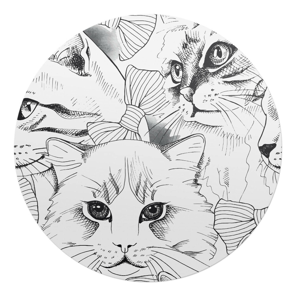 Podkładka pod krzesło obrotowe okrągła Koty z kokardkami