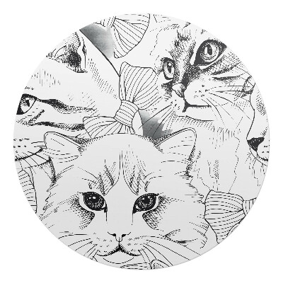 Podkładka pod krzesło obrotowe okrągła Koty z kokardkami