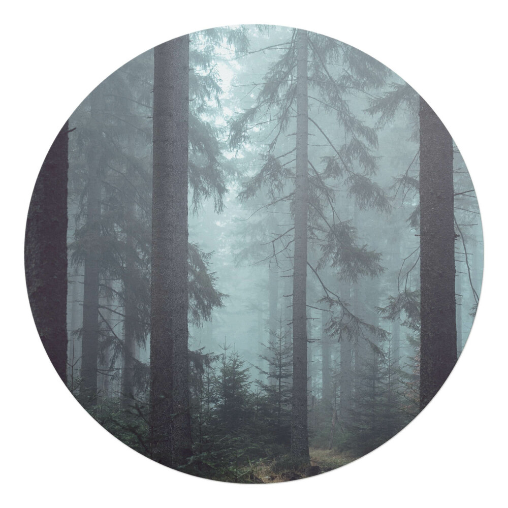 Mata na podłogę pod krzesło okrągła Mglisty las iglasty