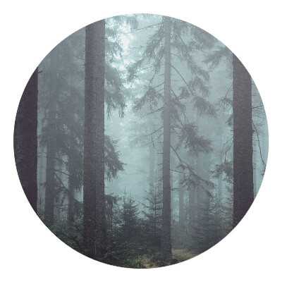 Mata na podłogę pod krzesło okrągła Mglisty las iglasty