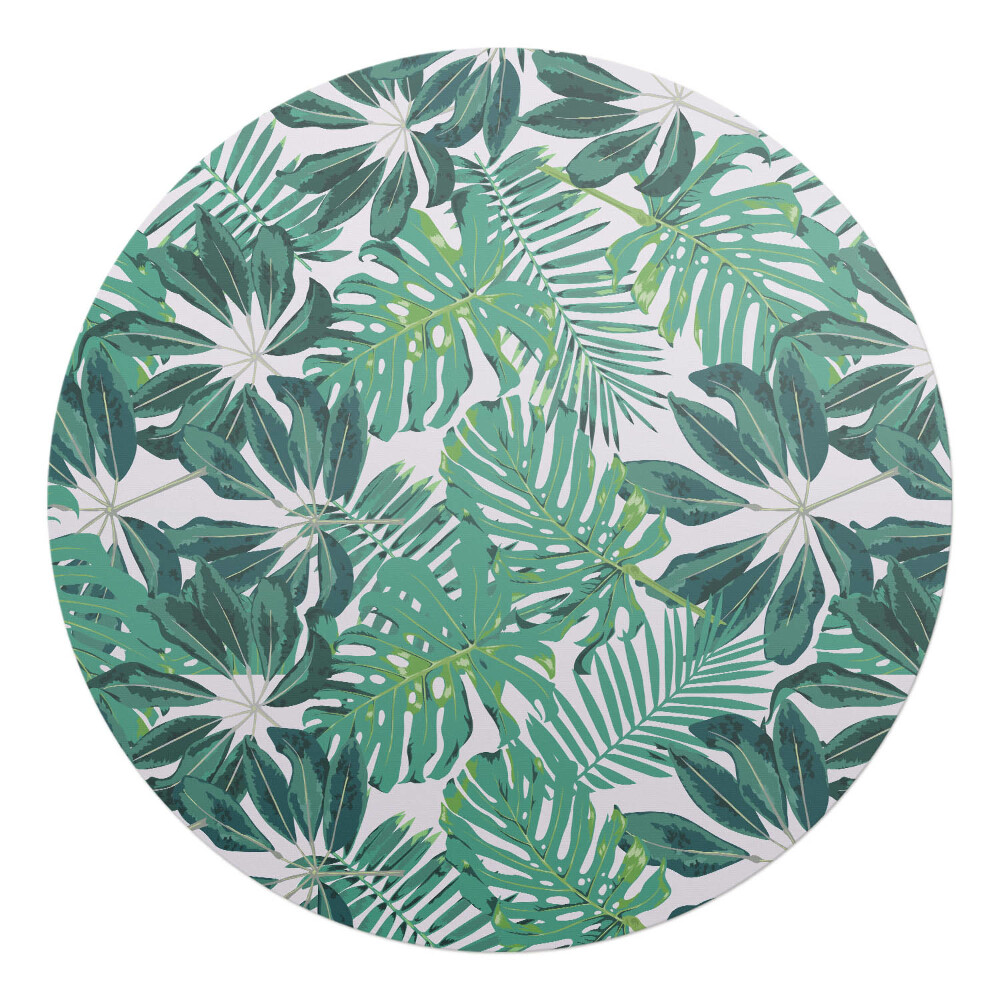 Mata pod fotel biurowy okrągła Tropikalne liście
