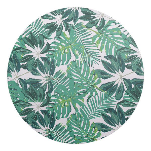 Mata pod fotel biurowy okrągła Tropikalne liście
