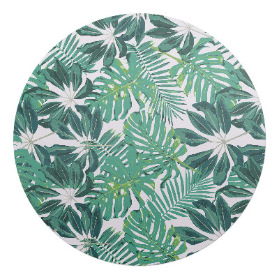 Mata pod fotel biurowy okrągła Tropikalne liście