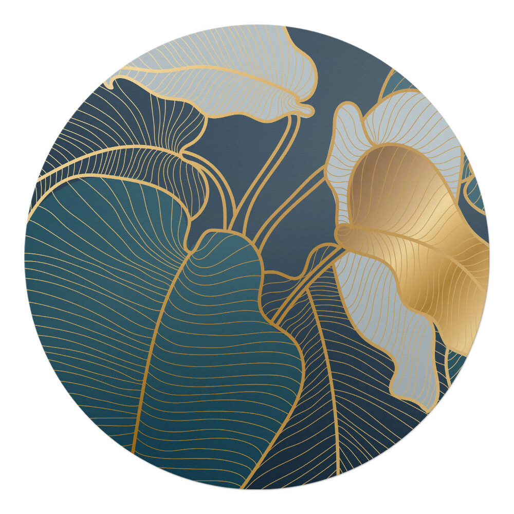 Mata pod fotel biurowy okrągła Eleganckie liście