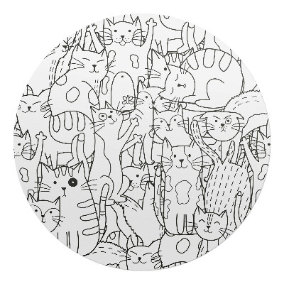 Mata pod krzesło okrągła Rysunek kotów