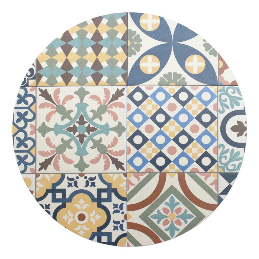 Podkładka pod krzesło okrągła Kafelki retro wzory