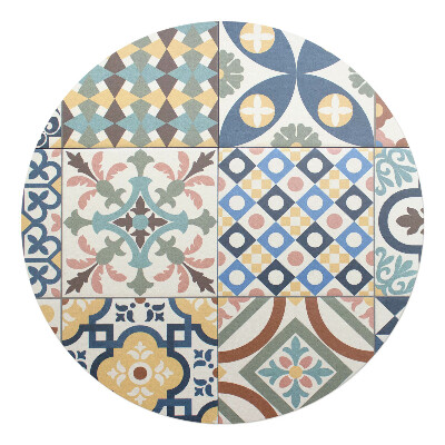 Podkładka pod krzesło okrągła Kafelki retro wzory