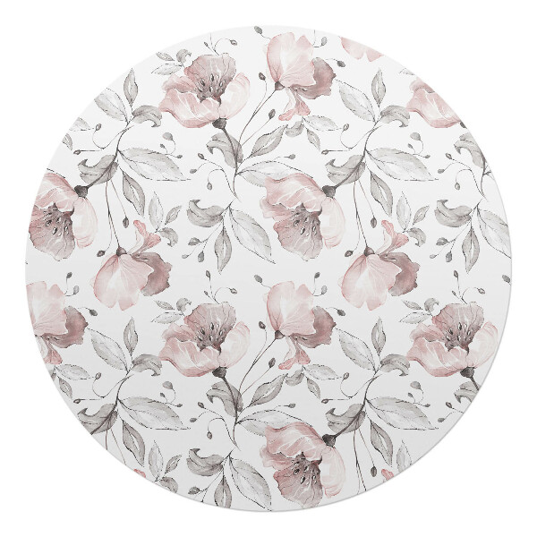 Mata na podłogę pod krzesło okrągła Kwiatowy wzór vintage