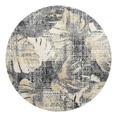 Mata pod krzesło okrągła Liście retro vintage