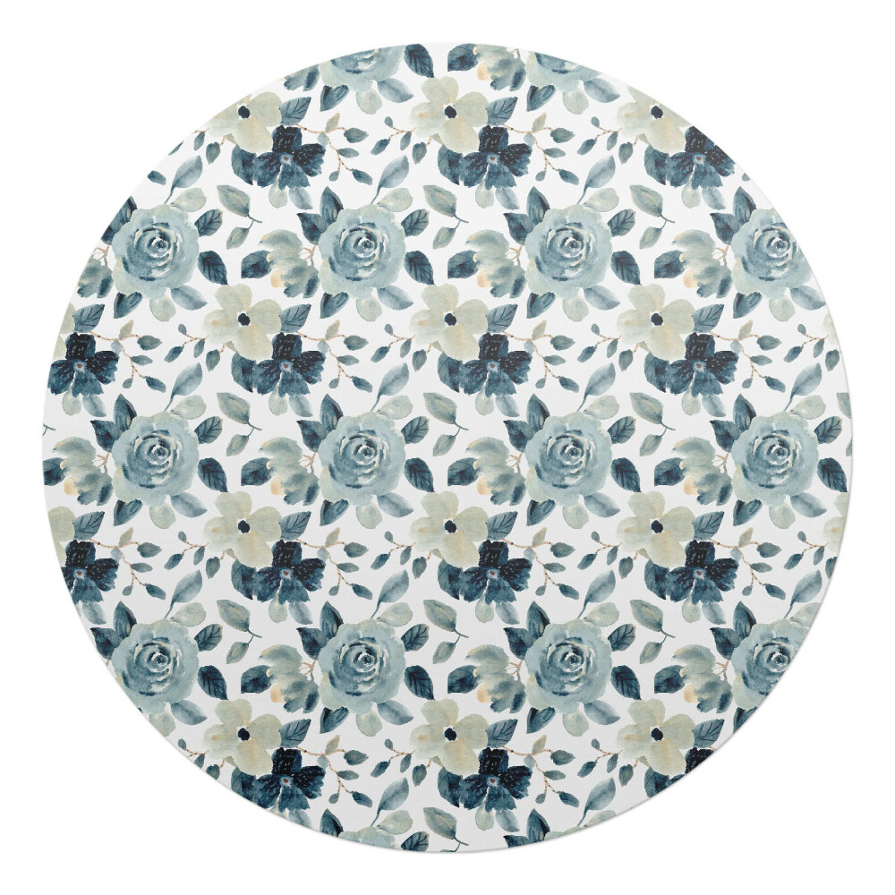 Podkładka pod krzesło obrotowe okrągła Kwiatowy wzór retro