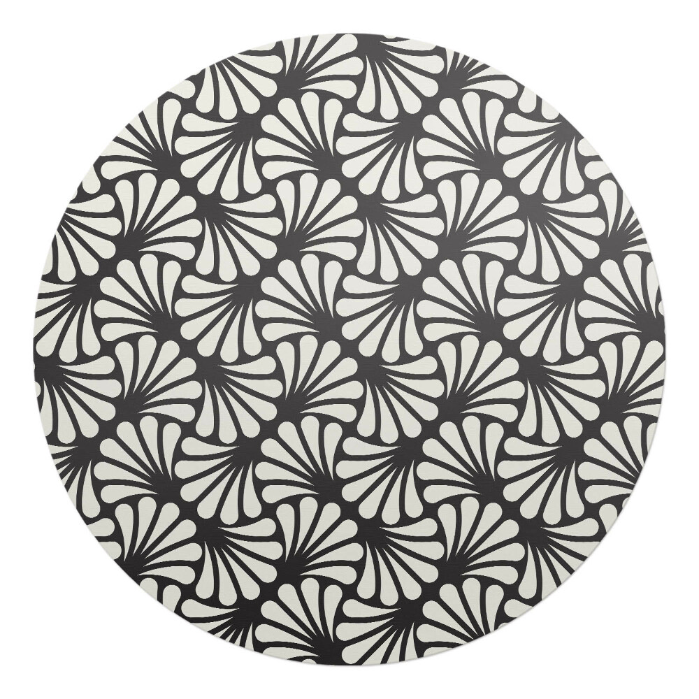 Mata pod fotel biurowy okrągła Kwiatowy wzór retro