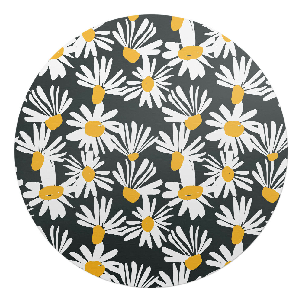 Mata na podłogę pod krzesło okrągła Kwiatowy wzór retro