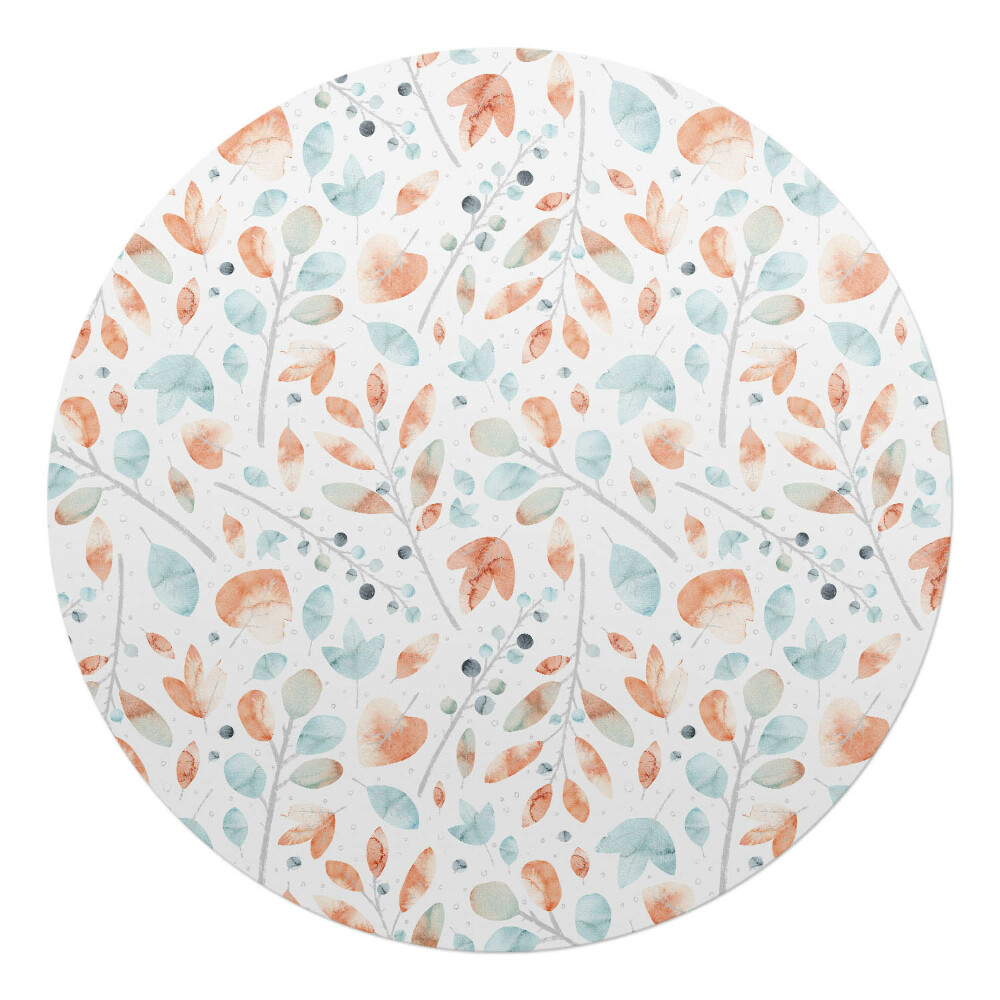Podkładka pod krzesło obrotowe okrągła Akwarelowe liście