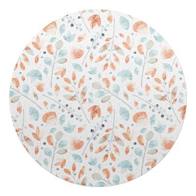 Podkładka pod krzesło obrotowe okrągła Akwarelowe liście