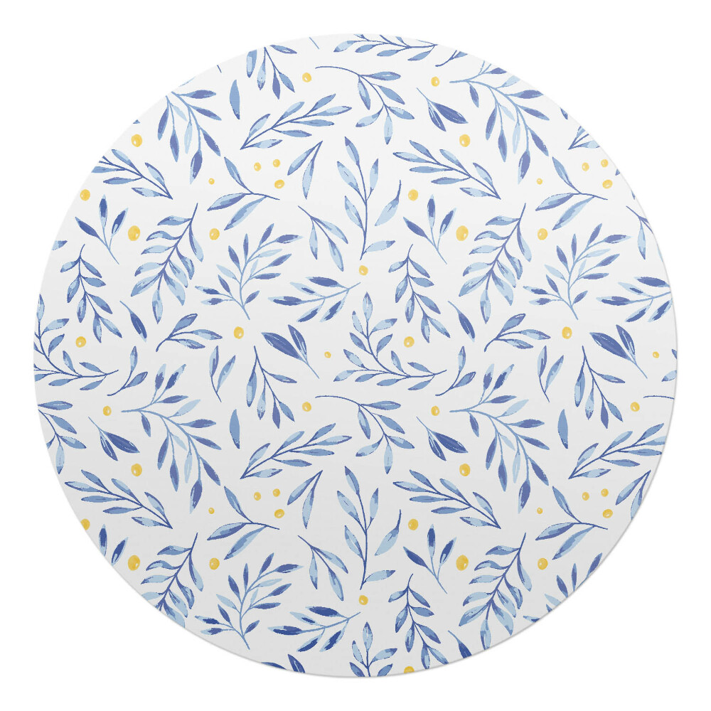 Podkładka pod krzesło obrotowe okrągła Liście akwarelowe