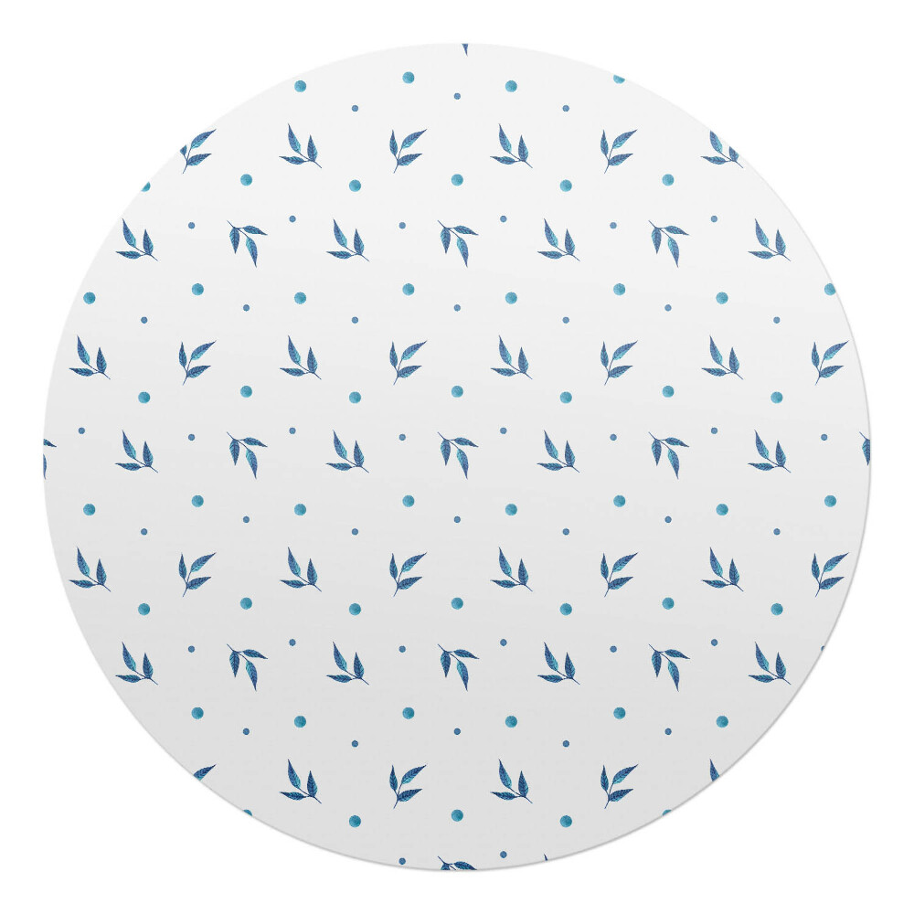 Mata na podłogę pod krzesło okrągła Liście i kropki