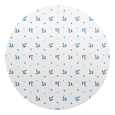 Mata na podłogę pod krzesło okrągła Liście i kropki