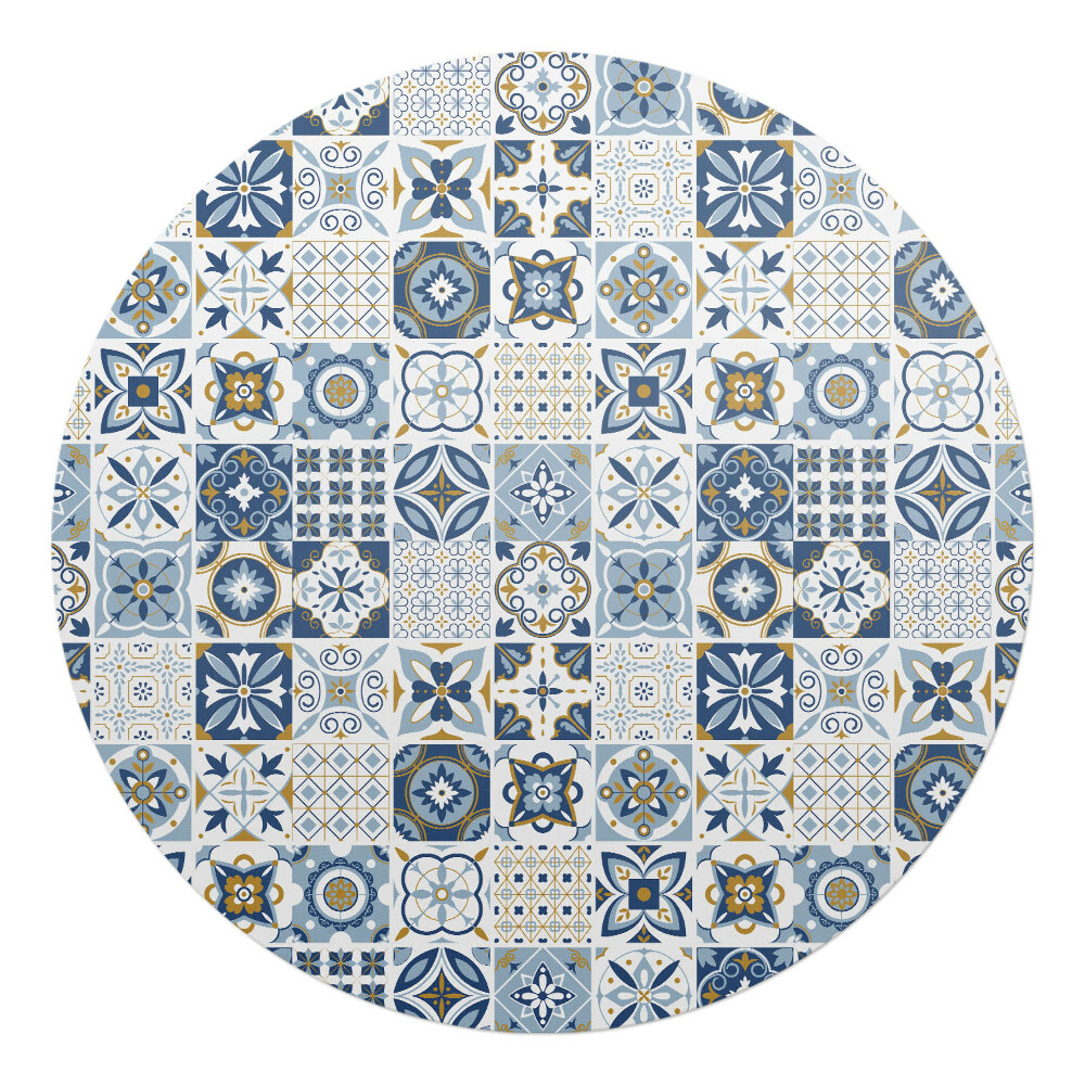 Mata pod krzesło okrągła Kafelki w stylu retro